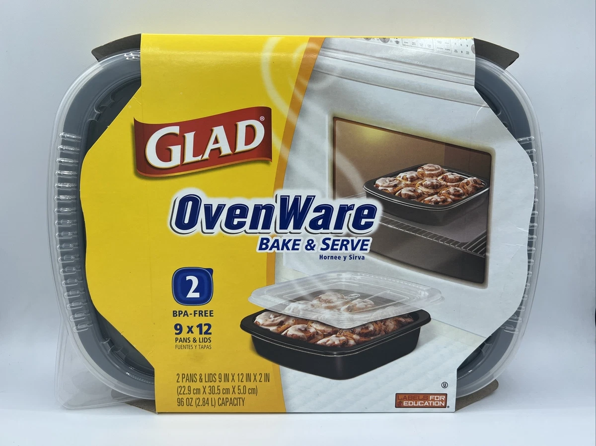 2 Pack Glad Ovenware 9 x 12 Pans W Lids Discontinued Bake Serve