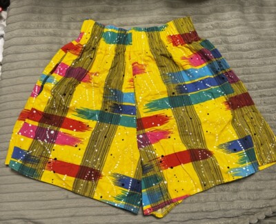 C est Jolie Vintage 80s Colorful High Waist Pull On Shorts Size L