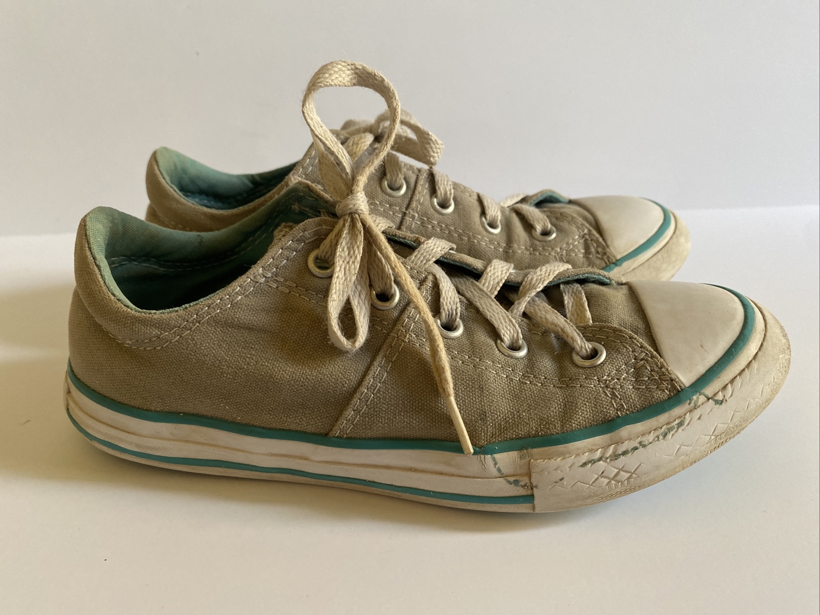 Converse All Star Youth Size 2 Teal on Gray Low Top Lace Up Athletic Shoes thumbnail 5
