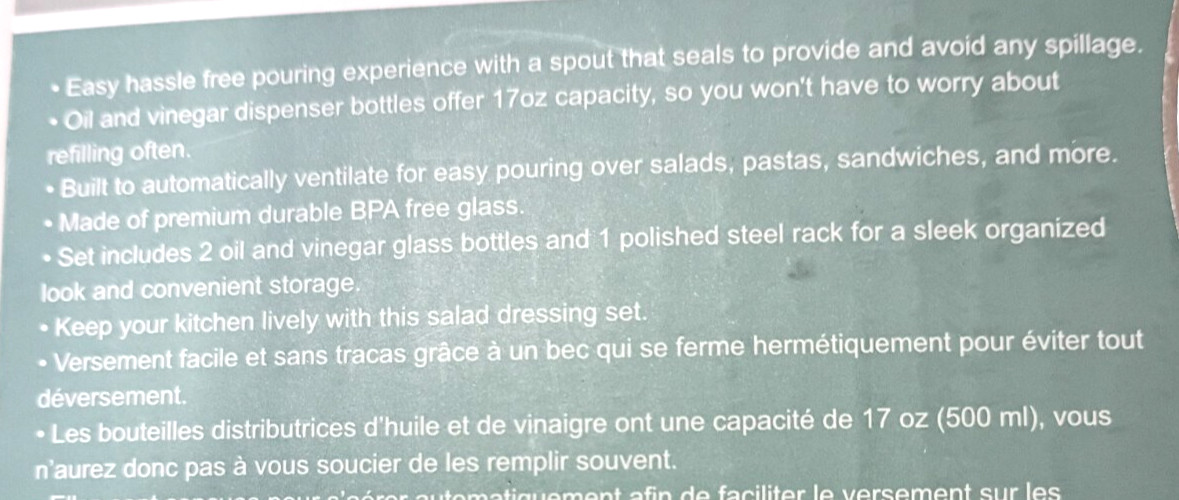 Cook With Color CWC Glass Gold Oil & Vinager Dispensers Pink & Green 17oz