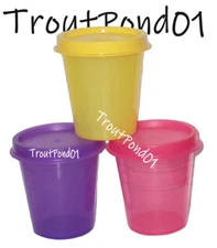 TUPPERWARE Midgets Mini Bowls 2 oz Set of 3 Sm Cups Pink Purple Yellow
