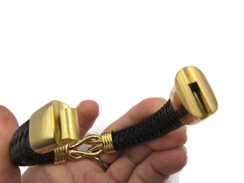 Hombres Símbolo Infinito Pulsera de Cuero, Siempre Uniones Pulsera, Trenzado Oro - Imagen 4 de 6