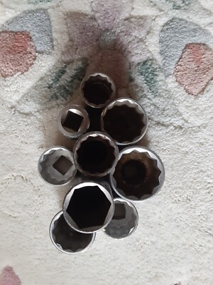 Group of sockets 1/2 drive,  different mfg     9 sockets