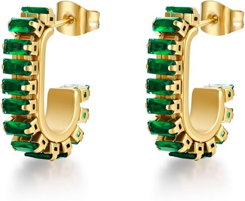 Fashion Women's and girls' 18K Gold Sterling Silver Post Cubic Zirconia Earrings - Picture 37 of 54