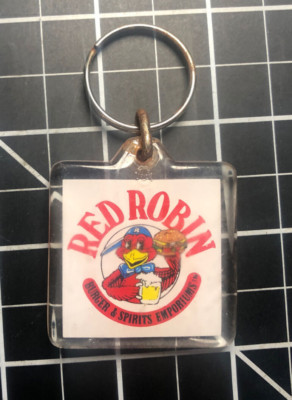 Vintage Red Robin Keychain Advertising Restaurant Burger Spirits Emporiums Bird
