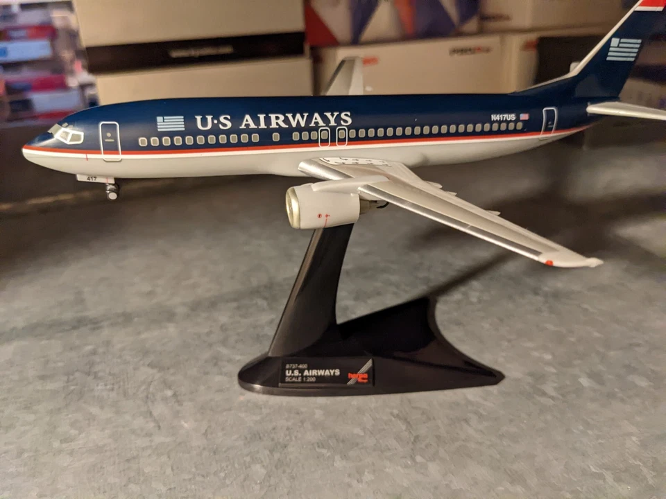 Herpa Wings, US Airways Boeing 737-400, 1:200, N417US, 550185. (11G) - Photo 3/4