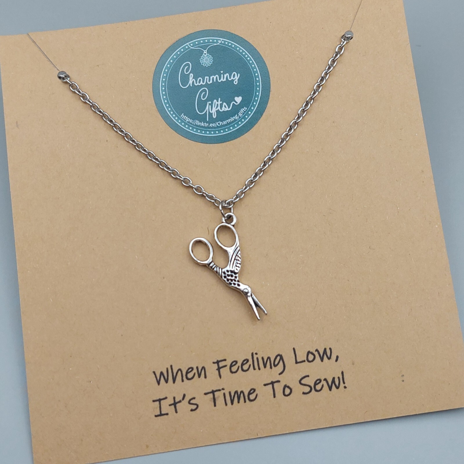 Stork Scissors Necklace – Perfect Sewing Gift for Seamstresses & Fashion Enthusiasts-image