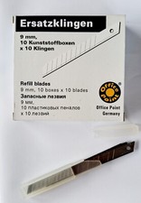 100 St&uuml;ck Ersatzklingen f&uuml;r Cuttermesser 9 mm, Abbrechklinge in Box