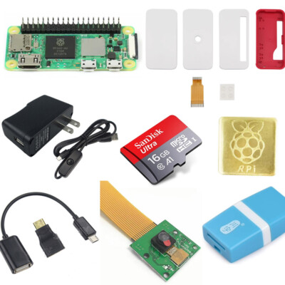 Raspberry Pi Zero 2 WH Starter Kit Case Power Supply 5MP Camera Hestsink HDMI