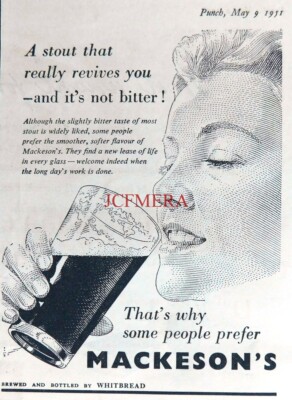 Whitbread MACKESON Stout Bier Getränke ANZEIGE #5 Kleindruck 1951 670/207