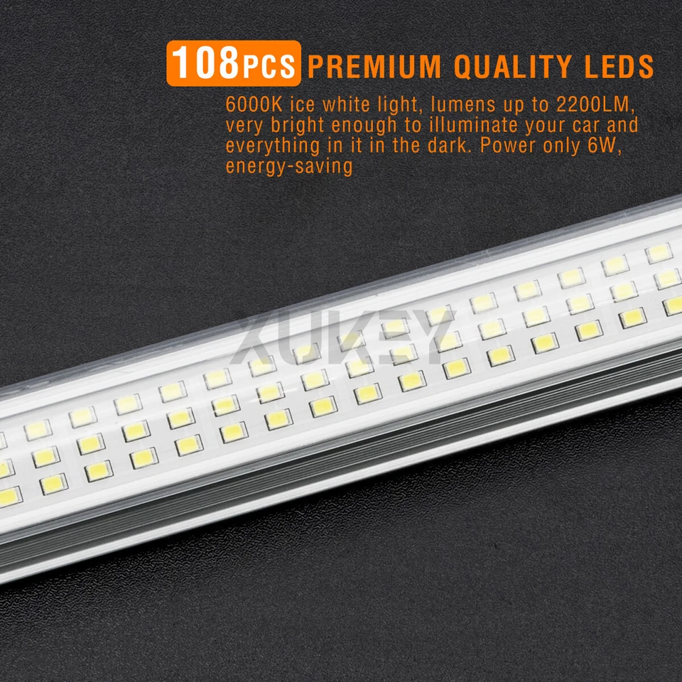 X4 108 LED Luz Interior Tira Bar Coche Furgoneta Autocaravana Interruptor ENCENDIDO/APAGADO 12V Barco Foto 3 de 4