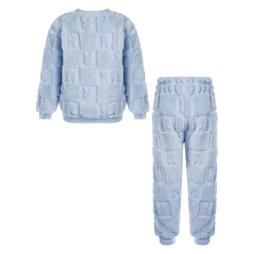 Kids Childrens Warm Fleece Pyjamas Set For Girls Boys Sleepwear 2 Pieces Sets - Bild 9 von 56