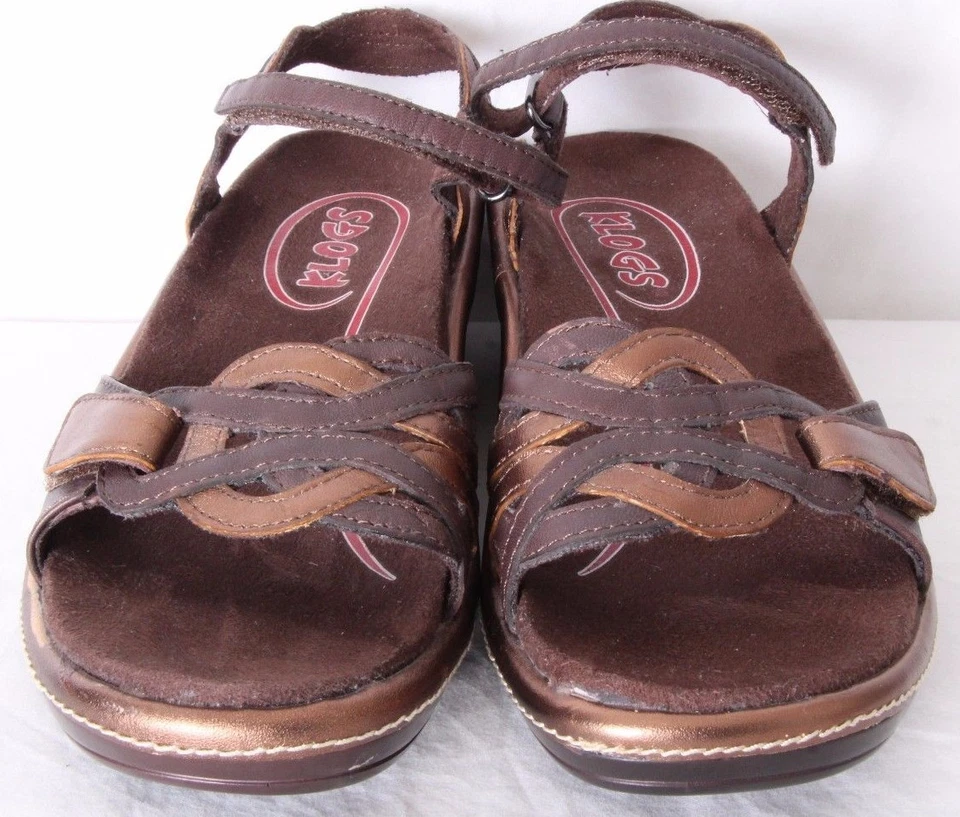 Klogs Resistente al Deslizamiento Metálico Marrón Correa al Tobillo Cuña Sandalia Zapato Para Mujer EE. UU. 6 M Foto 4 de 4