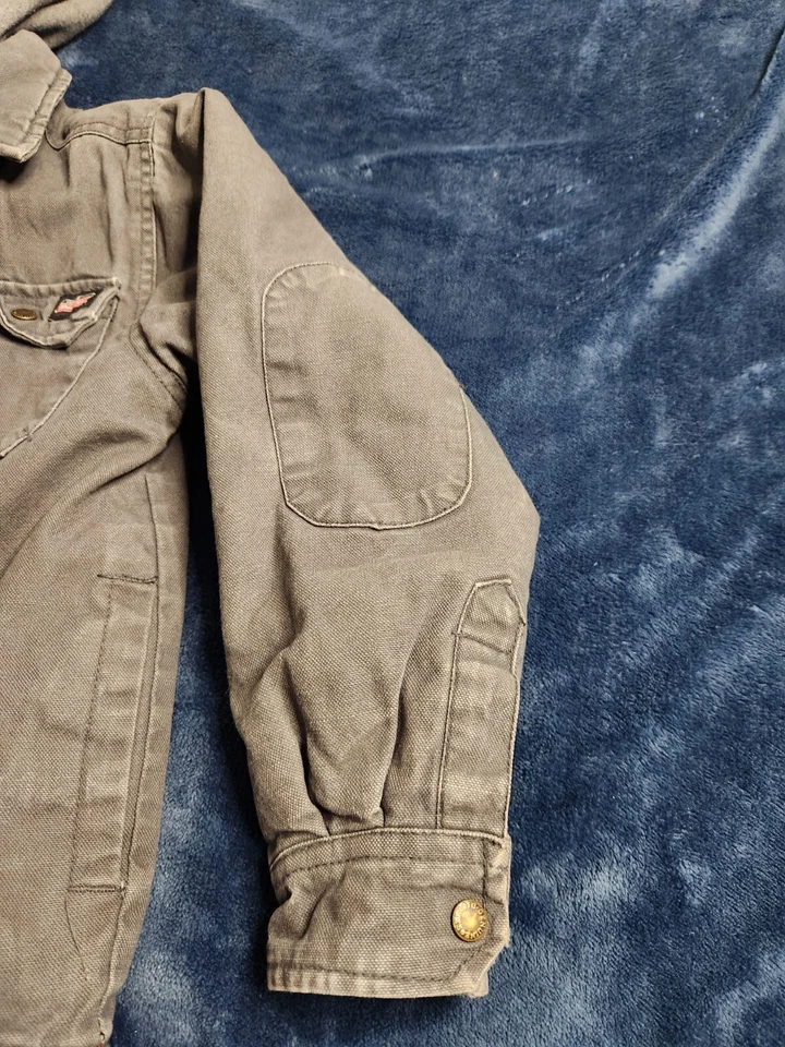 Chaqueta Dickies acolchada forrada de lona juvenil pequeña gris cremallera completa con capucha al aire libre Foto 4 de 4