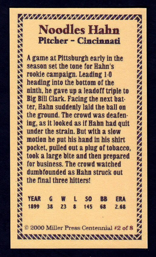 NOODLES HAHN, CINCINNATI / 1900 CENTENNIAL MILLER PRESS / NM + COND. eBay