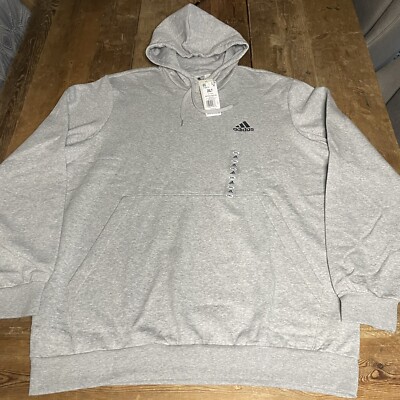 NWT Adidas Grey Heather Feel Cozy Pullover Fleece Hoodie H12213