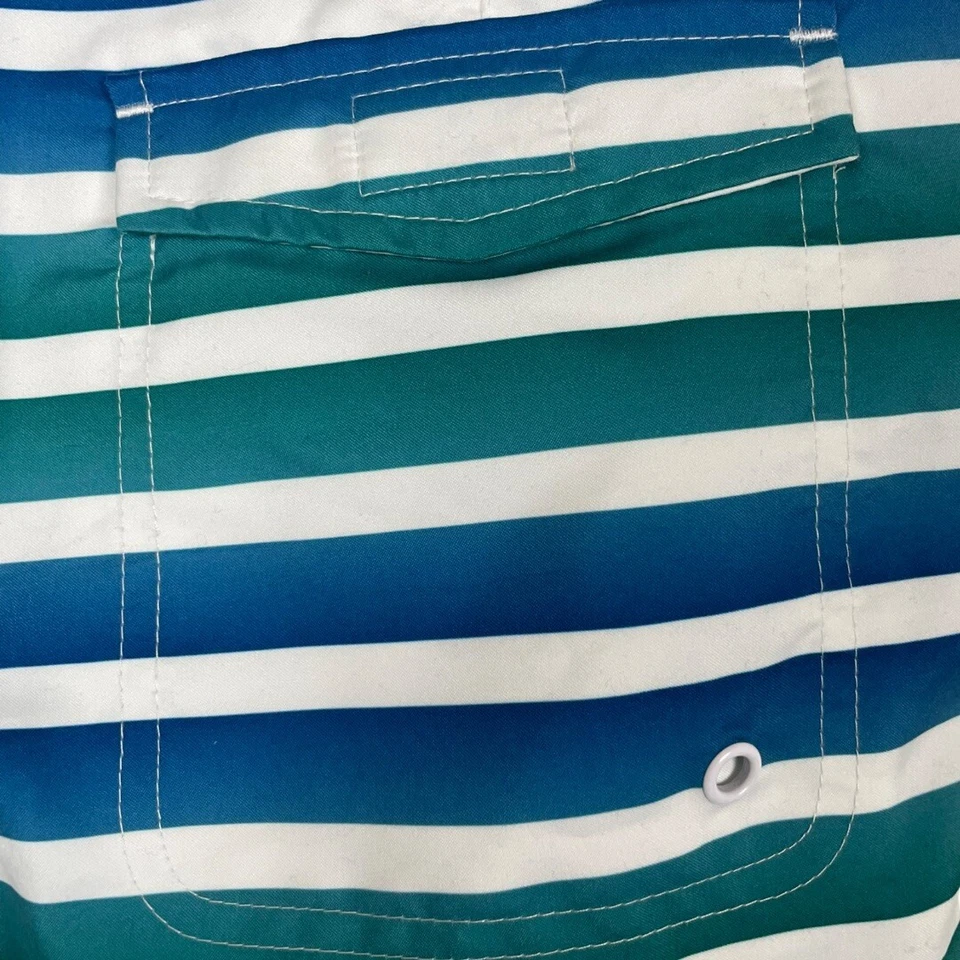 Penguin Munsing Wear Men's Size 31 Teal White Striped Swim Trunks - Image 3 of 4