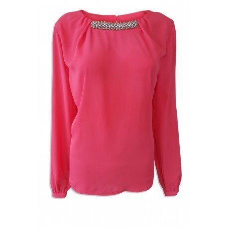 Dorothy Perkins Deep Coral Long Sleeve Blouse with Necklace Orig price £30 - 第 1/2 張圖片