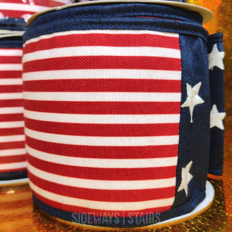 CINTA CON CABLE AMERICANA REGENCIA 5 ROLLOS 4" Ancho 25 Yardas Dupion Silk Stars Rayas Foto 3 de 4