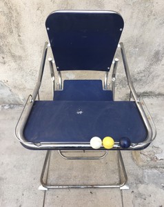 Belle Chaise Haute Bebe Bleue En Metal Chrome Design Vintage Pour Enfants Ebay