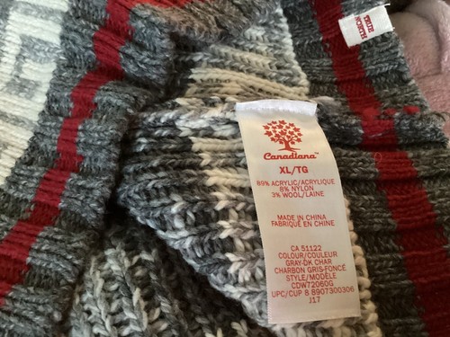 Canadiana Youth Size XL Full Zip Knit Sweater Cardigan Long Sleeve Wool Blend - Picture 5 of 12