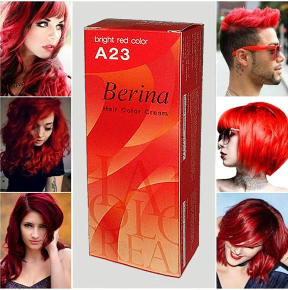 2x Berina A23 Tinte de Cabello Rojo Brillante Color Crema DA Larga Duración Desarrollo Permanente Foto 4 de 4