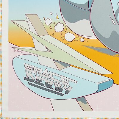 エルメル　カレ　スペースダービー HERMES Space Derby Scarf 90, 100% Silk, Rose Pale, Ciel