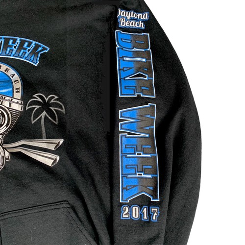Daytona Beach Bike Week Hoodie 2017 Full Zip Black Mens L 76th Annual Motorcycle - Picture 3 of 10