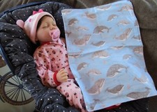 Baby blanket burp diaper cloth baby shower gift infant changing pad whales ocean