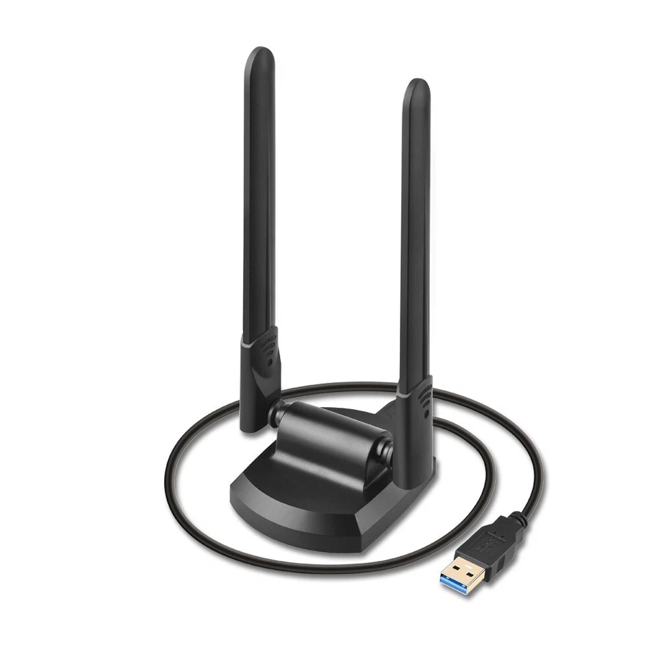 WiFi6E Tri-band AX5400 USB3.0 WiFi Adapter Wireless Network Card w/6dBi Antenna - Image 2 of 4