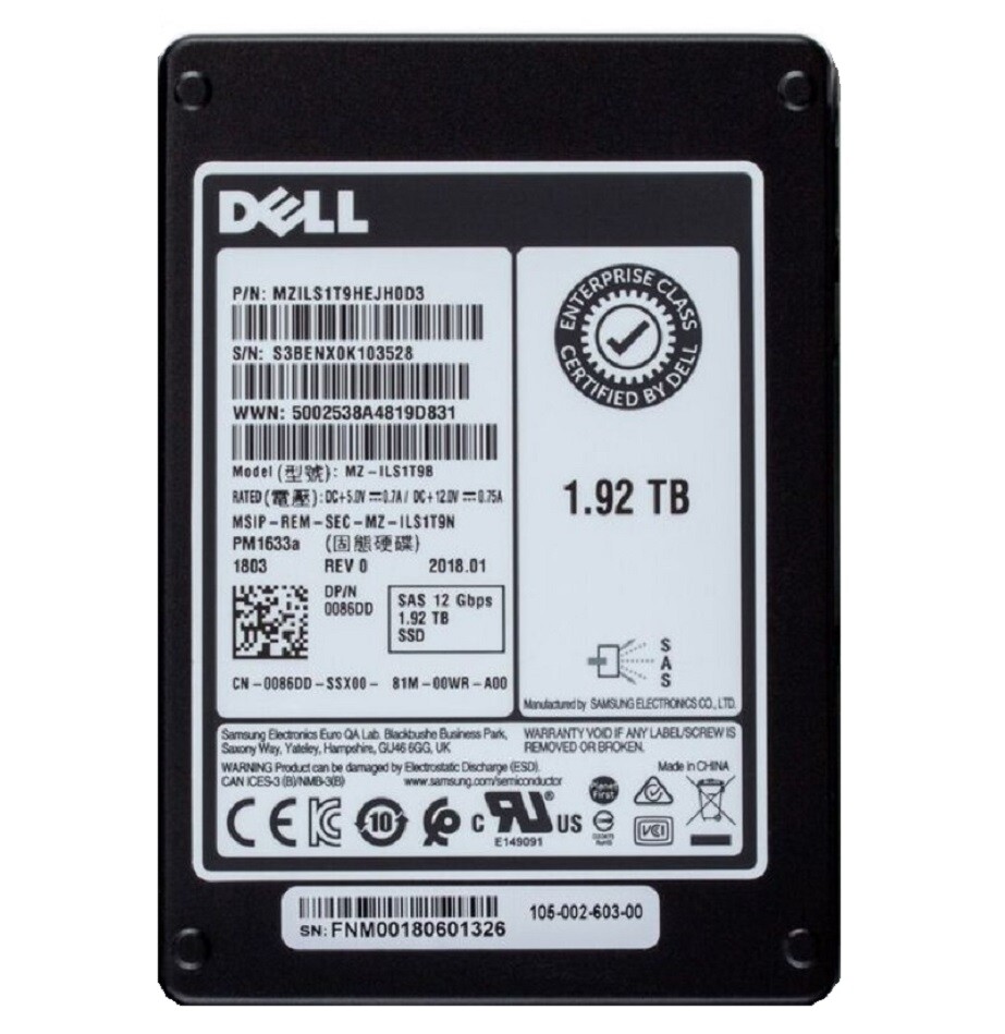 DELL Samsung PM1633a 1.92TB SSD 2.5