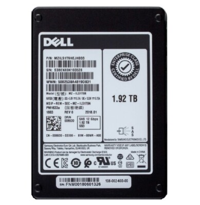 DELL Samsung PM1633a 1.92TB SSD 2.5