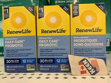 QTY:3), Renew Life Daily Care Probiotic Digestive Health  30 capsules, EXP:26MR