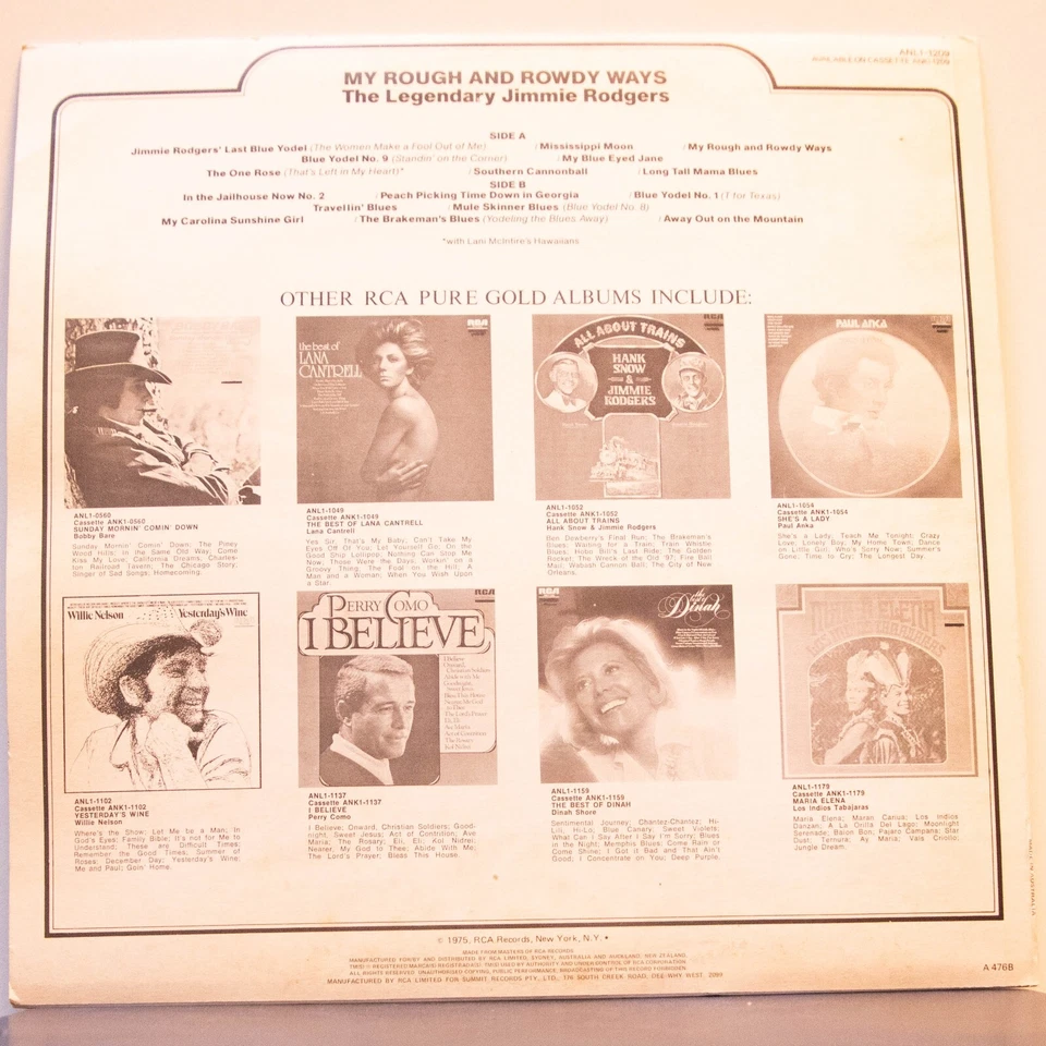JIMMIE RODGERS - MY ROUGH & ROWDY WAYS - Vinyl LP - RCA - 1975 -VG (1756) - Image 4 of 4