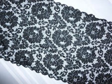 Lovely ANTIQUE LACE Shawl CHANTILLY Lace Scarf Mantilla Veil 94" x 14"