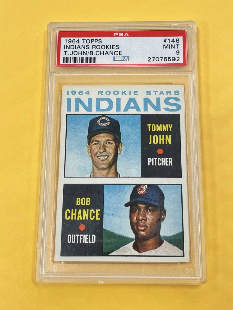 1964 Topps Baseball Indians Rookies Tommy John Bob Chance #146 PSA 9 MINT