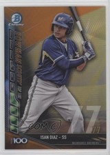 2017 Bowman Chrome Scouts Top 100 Orange Refractor 15/25 Isan Diaz #BTP-77 e5r