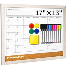 Dry Erase Magnetic Wall Calendar Whiteboard, 17x13 in, Monthly Planner
