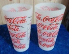 Vintage COCA COLA Tall Plastic Thermo-Serv Tumbler Cups SET OF 2 1998 Coke Glass