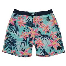 Hurley Phantom Board Shorts Mens 32 Green Floral Hawaiian Beach Travel Outdoor