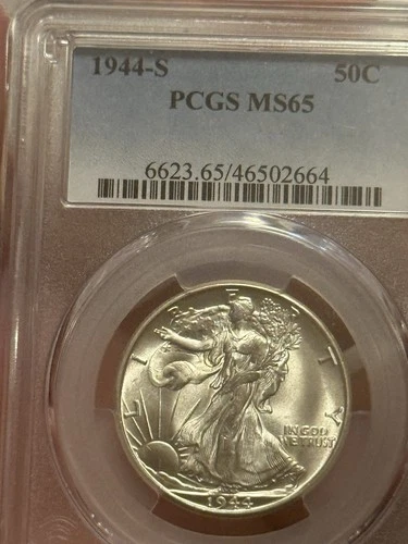 1944 S Ms65 Walking Liberty Half Dollar Pcgs Stunning White Lustrous Example!