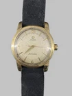 Vintage Omega Seamaster Automatic Gold Plated Watch 34mm Black Suede Band