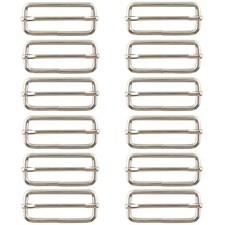 pson 12PCS 2Inch Metal Tri-Glide Slide Buckles, Rectangle Adjustable Silver