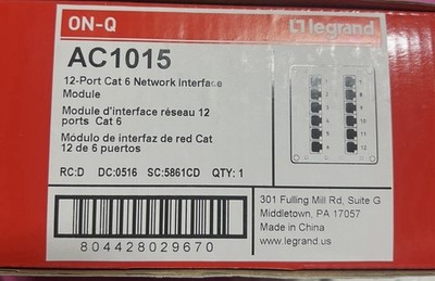 On-Q Legrand | AC1015 | 12-Port Cat6 Network Interface Module