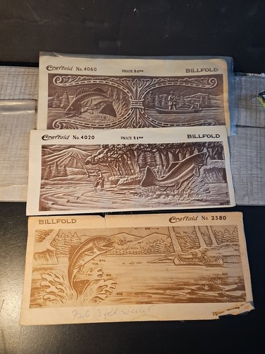 Vintage Craftaid Billfold Leather Template Lot # 4060, 4020, 2580 Fish Fisherman