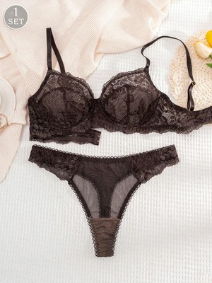 Ladies Plain Lace Everyday Lingerie Set Cheap24