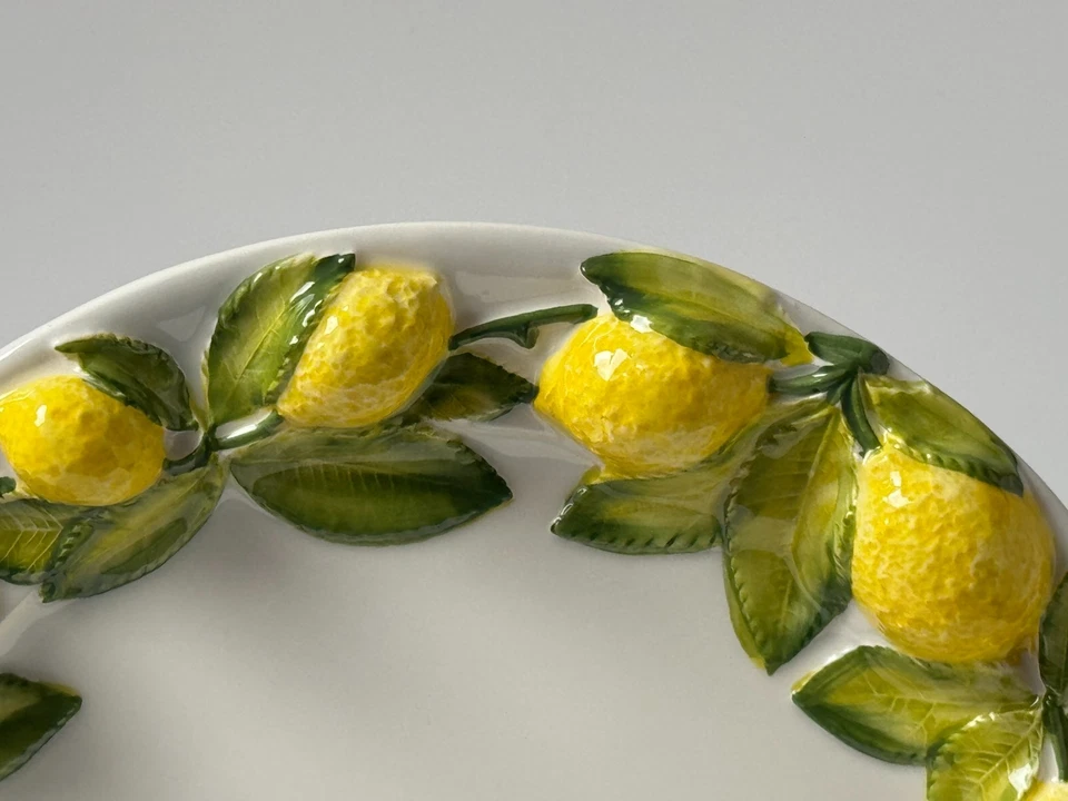 BASSANO KERAMIK Tortenplatte 36 cm ZITRONE / LIMONE Relief MEDITERRANES GESCHIRR - Bild 3 von 3