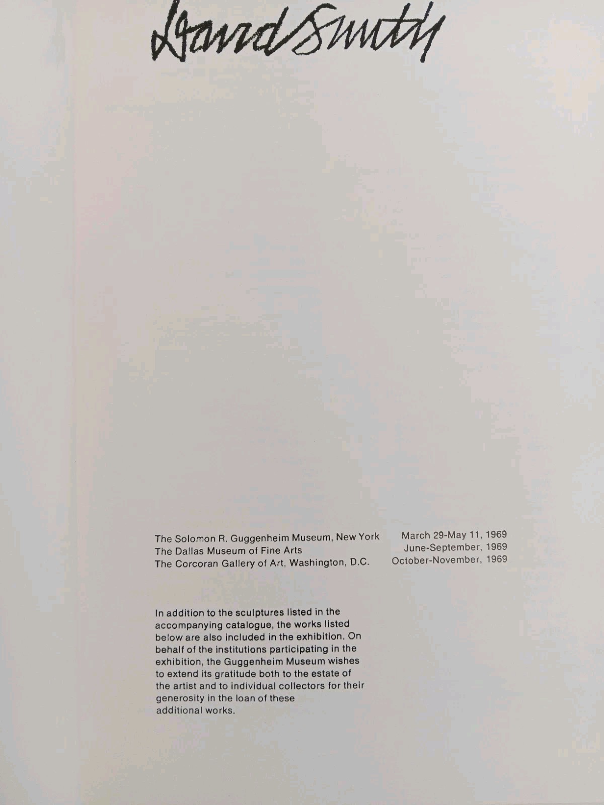 David Smith by Edward Fry 1969 Guggenheim Museum Art Show Catalogue