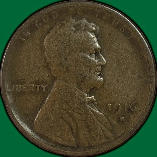 1916-S Lincoln Wheat Cent Fine F Coin #33641