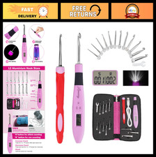 Ergonomic LED Crochet Hook Set with Digital Stitch Counter  12 Interchangeable